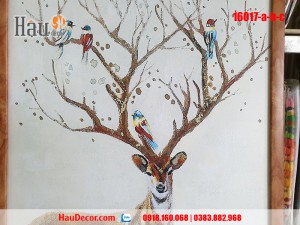 Tranh treo tường hiện đại 3D bộ 3 bức Hươu Tài Lộc 16017-a-b-c